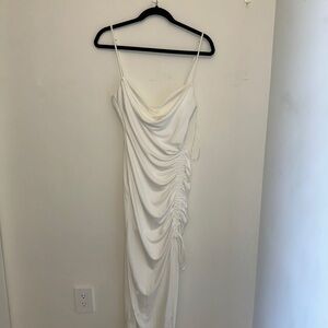 Zara White Backless Draped Dress
